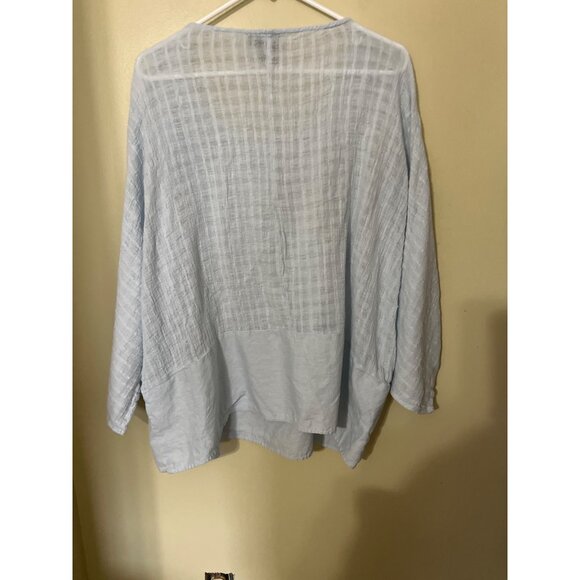 Cynthia Rowley Linen ablene Light Blue Textured Blouse 2X Lightweight Lagenlook - Picture 8 of 10